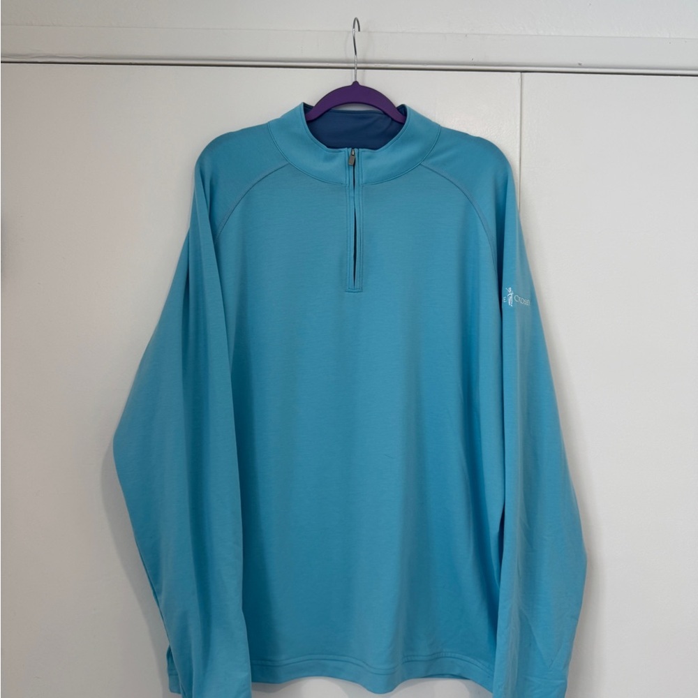 Peter Millar Seaside Men’s XXL Quarter Zip | Light Blue | Crosby Club